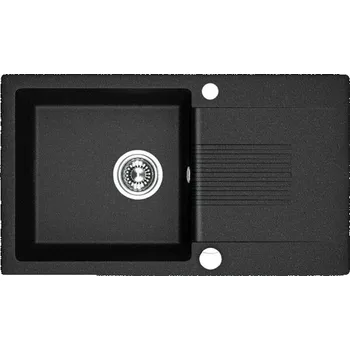 Granitový dřez Laveo Celia, 1-komorový granitový dřez 760x440x185 mm s dlouhým odkapávačem, černá, LAV-SBC_711T