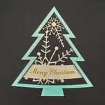 AMADEA Dřevěná ozdoba stromek Merry Christmas dvojitý zelený, 9 cm, český výrobek