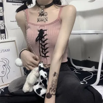 Žebrovaný top s vázáním Barva: Růžová, Velikost: ONE SIZE