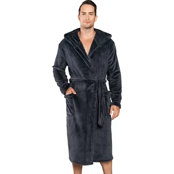 Pánský župan Pánský župan Italian Fashion Mimas tmavě šedý s kapucí Barva: Šedá - tmavě, Velikost: M