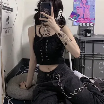 Žebrovaný top s vázáním Barva: Černá, Velikost: ONE SIZE