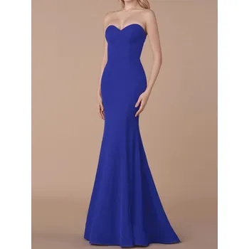 Dámské šaty Jednobarevné šaty střihu mořská panna Barva: Safírová, Velikost: S