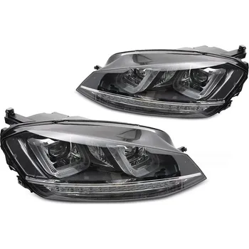 Přední světlomet TUNING-TEC Přední světla VW Golf VII 13-17 SEQ černé s chromovou linkou