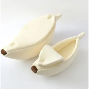 Pelíšek pro kočku Otevírací pelíšek pro kočky a malé pejsky ve tvaru banánu (4 různé velikosti i barvy) Barva: Béžová, Velikost: M (55x20x15 cm)