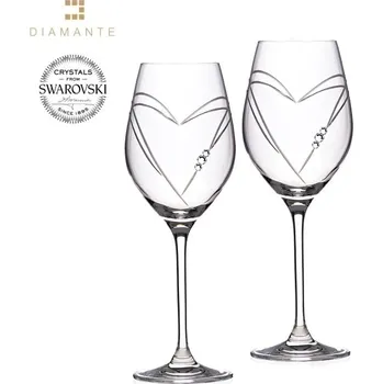 Sklenice Sklenice na bílé víno se Swarovski Elements Hearts 360ml