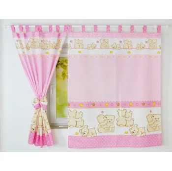 Dětsný nábytek Dětské závěsy - 120x160 cm tulící medvídci - růžová