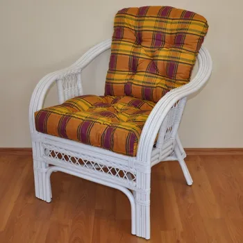 Nábytek Ratanové křeslo Rio De Janeiro bílé Okrová kostka