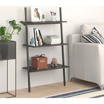 Knihovna ZBXL 3patrová opěrná police černá 64 x 34 x 116 cm