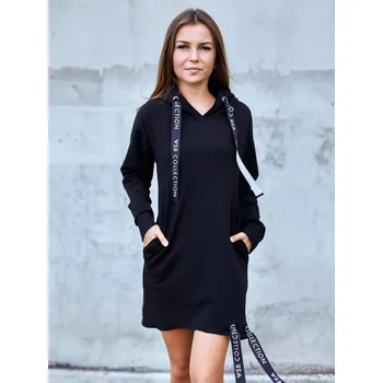 Dámská mikina Mikinové šaty nebo prodloužená mikina VSB SOPHII černá, VELIKOST 2XL/3XL