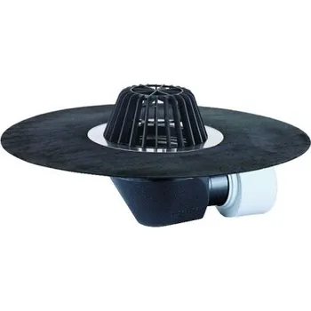 Kanalizační potrubí Hl střešní vtok DN75/110, vodorovný odtok s asfaltovou manžetou, živičný límec, tepelně izolovaný, záchytný koš, polypropylen