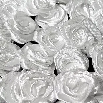 Saténová růžička 15mm bílá (Saténová růžička 15mm bílá)