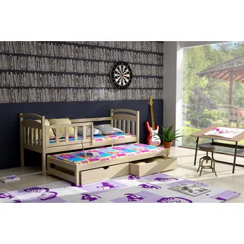 Postel Max-i Dětská postel s přistýlkou a zábranou VIOLA PINE vč. roštů Zvolte rozměr:: 80 x 180 cm, Zvolte barvu:: moření olše + ŠUPLÍKY