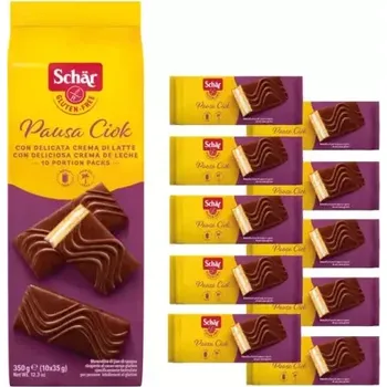 BEZLEPKOVÝ piškotový řez v polevě SCHÄR 35 g Pausa Ciok - s mléčnou náplní - 10-pack (10x 35 g) (Gluten-free, wheat-free, Schär Pausa Ciok)