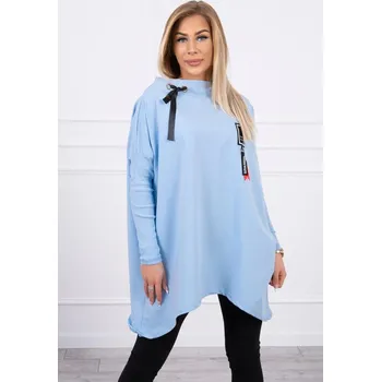 Dámská mikina Mikina oversize s asymetrickými stranami modrá 0015, VELIKOST UNI ( S, M , L )