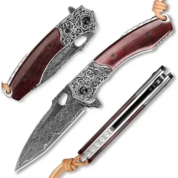 lovecký nůž Damaškový lovecký skladací nôž HARAHU OR-26656 - Hnedá