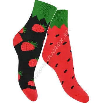 Dámské ponožky SKARPOL Veselé ponožky Skarpol-080-jahoda Barva: čierna+čer, Velikost: 45-47(29-30)