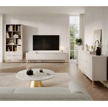 Obývací stěna Obývací stěna LANTE b | sestava B | 3 díly | béžová/zlatá