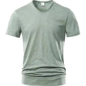 Pánské tričko s večkovým výstřihem Barva: Zelená, Velikost: S