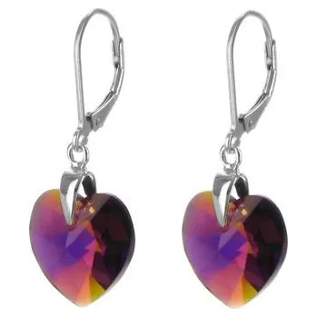 Náušnice Argento 63030 Stříbrné náušnice - srdíčka, křišťál Swarovski ve tvaru srdíčka