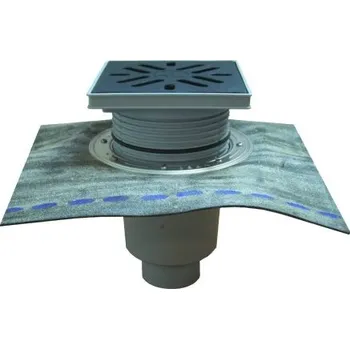 Kanalizační potrubí Hl PERFEKT dvorní vtok DN110, svislý odtok, živičný límec, plastový rám, odkalovací koš, polypropylen/litina