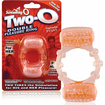 Vibrační kroužek na penis se 2 mini motorky The Screaming O SCTWOO Oranžová Růžová