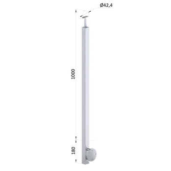 KOVIAN, s.r.o. Nerezový sloup, boční kotvení, bez výplně, vrch pevný (40x40x2.0 mm), broušená nerez K320 / AISI304