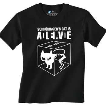 Chlapecké tričko Dětské tričko Schrödingerova kočka Živá nebo mrtvá? (Od 3 do 13 let) (Velikost: 3-4, Barva: Černá)