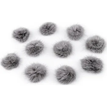 Aplikace kožešinová bambulka Ø3 cm - šedá (10 ks)