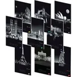 Elisa poznámkový sešit - Metropole v noci, A4, 80 g, 40 listů, linka, mix 9 moti