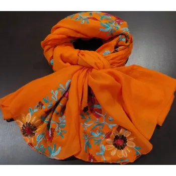 Šála Delší šála s výšivkou—oranžová