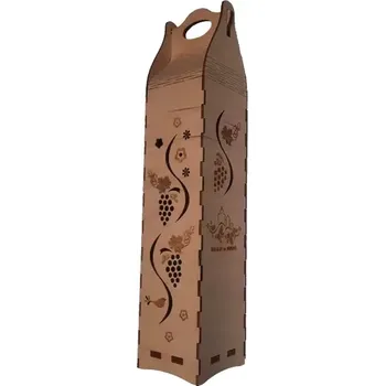 Dřevěná dárková krabice na víno s moravským motivem 29-1