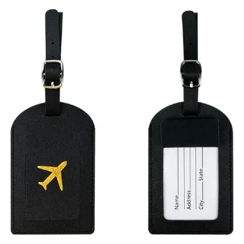 Kožená visačka na kufr - černá