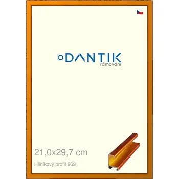 Rám na obraz DANTIK rámeček 21x29,7 | ALU profil 7269 Oranžová Citrin broušená (Sklo Čiré) (Vyrobeno s láskou u nás v DANTIKU)