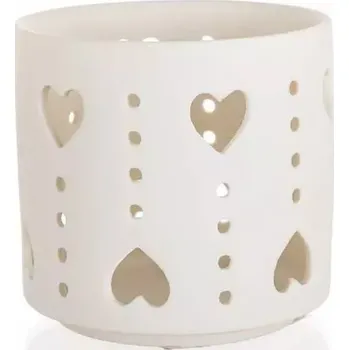 Věšák Svícen na čajové svíčky porcelánový 7,4x7cm Srdce bílý