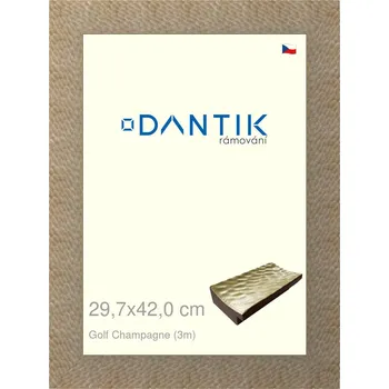 Rám na obraz DANTIK rámeček 29,7x42 | Golf champagne (Plexi Čiré) (Vyrobeno s láskou u nás v DANTIKU)