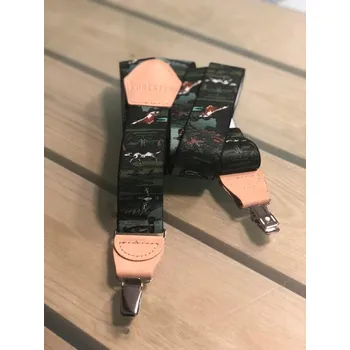 Kšandy Šle FORESTER - zelené + motiv lovecký/přírodní kůže