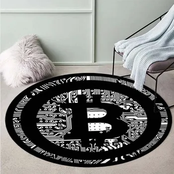 Koberec Kulatý koberec do obývacího pokoje a ložnice | Bitcoin, kryptoměny - 7,40 cm x 40 cm