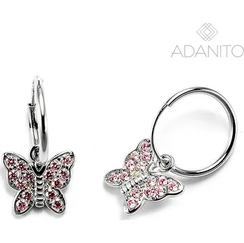 Náušnice Stříbrné náušnice kroužky s motýlem