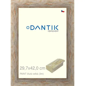 Rám na obraz DANTIK rámeček 29,7x42 | PAINT žlutá velká (Plexi Čiré) (Vyrobeno s láskou u nás v DANTIKU)