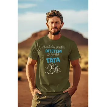 Pánské tričko Skvělý táta Barva: Khaki, Velikost: L