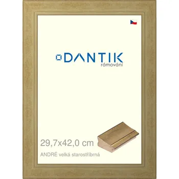 Rám na obraz DANTIK rámeček 29,7x42 | ANDRÉ velká starostříbrná (Plexi Čiré) (Vyrobeno s láskou u nás v DANTIKU)
