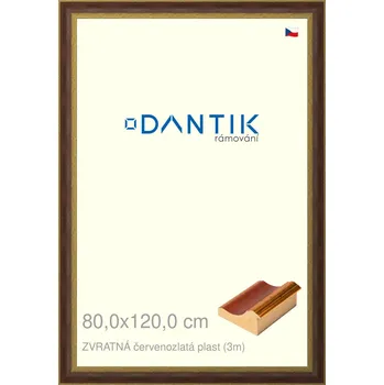 Rám na obraz DANTIK rámeček 80x120 | ZVRATNÁ červenozlatá plast (Plexi Čiré) (Vyrobeno s láskou u nás v DANTIKU)