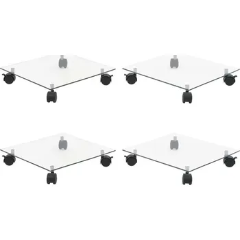 Stojan na květiny vidaXL Vozíky na rostliny 4 ks 35 x 35 cm tvrzené sklo čtvercové [3144027]