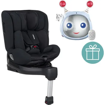 Autosedačka PETITE&MARS Autosedačka Reversal Pro i-Size 360° Black Air 40-105 cm + Zrcátko Oly Blue 0m+