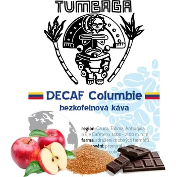 Káva Columbia DECAF Tumbaga 200g (Zrnková káva 100% arabica)