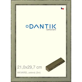 Rám na obraz DANTIK rámeček 21x29,7 | AKVAREL zelená (Sklo Čiré) (Vyrobeno s láskou u nás v DANTIKU)