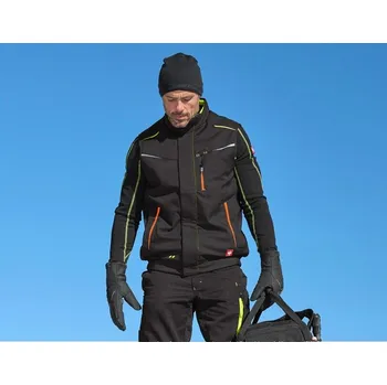 pracovní vesta Pracovní vesta softshellová zimní e.s.motion 2020 velikost XL černá/výstražná žlutá/výstražná oranžová Strauss