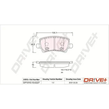 Brzdová destička Sada brzdových destiček, kotoučová brzda Dr!ve+ DP1010.10.0227