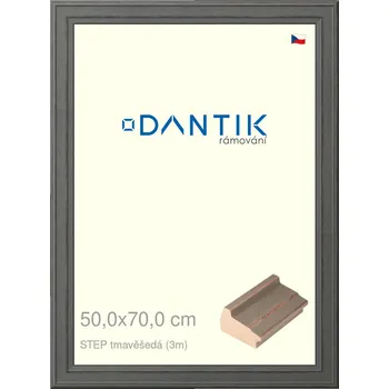 Rám na obraz DANTIK rámeček 50x70 | STEP tmavěšedá (Plexi Čiré) (Vyrobeno s láskou u nás v DANTIKU)