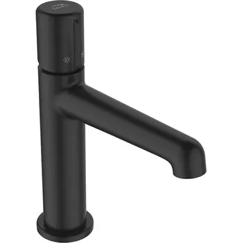 Vodovodní baterie Laveo Pretto, umyvadlová baterie h-192 s odtokovou zátkou ClickClack, černá matná, LAV-BAO_722D